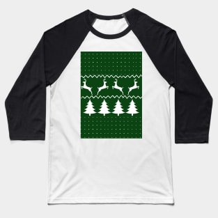 Green and white christmas tree and deer Baseball T-Shirt